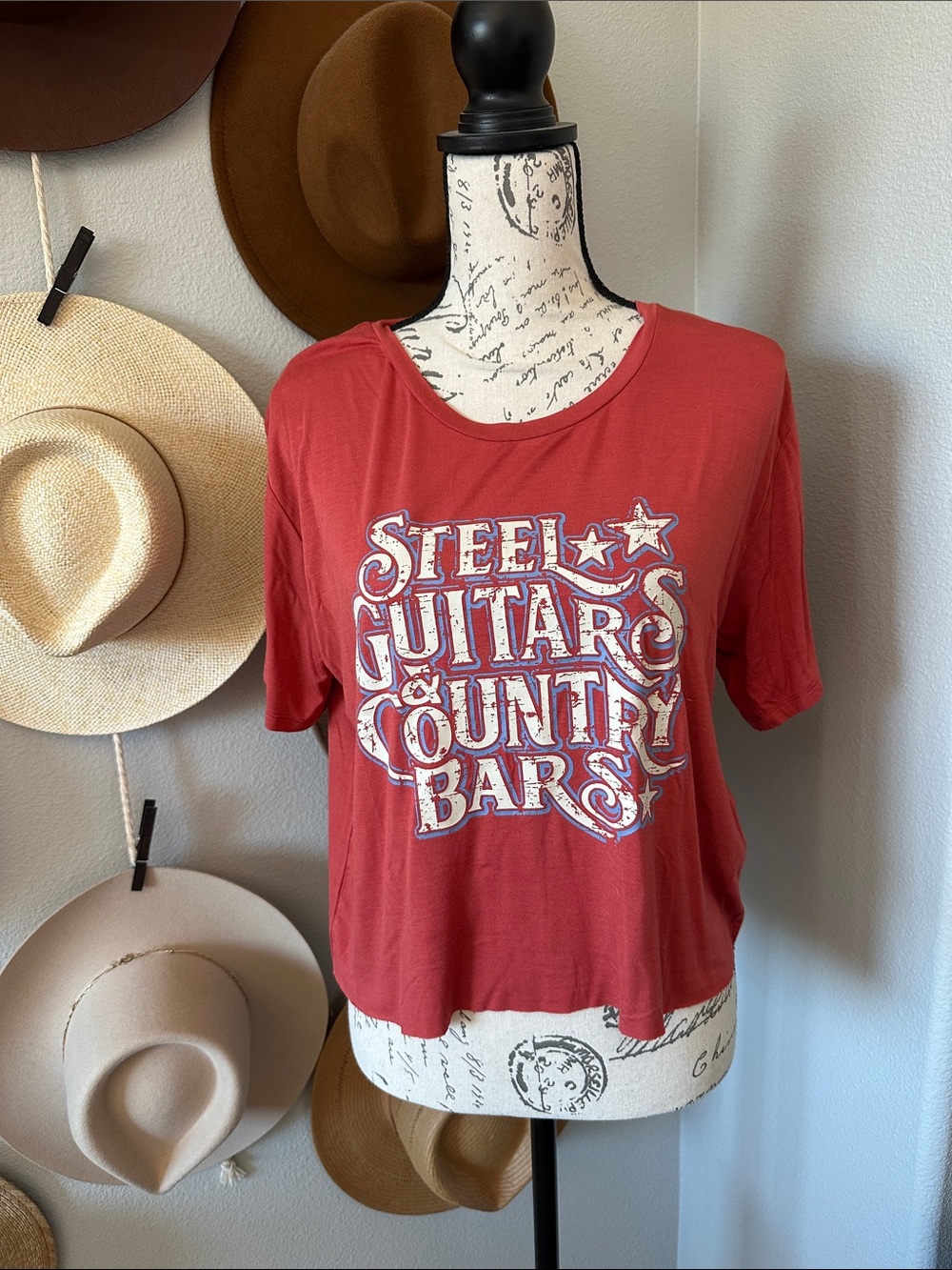 Rock & Roll Cowgirl Red Short Sleeve 'Steel Guitars & Country Bars' Tee